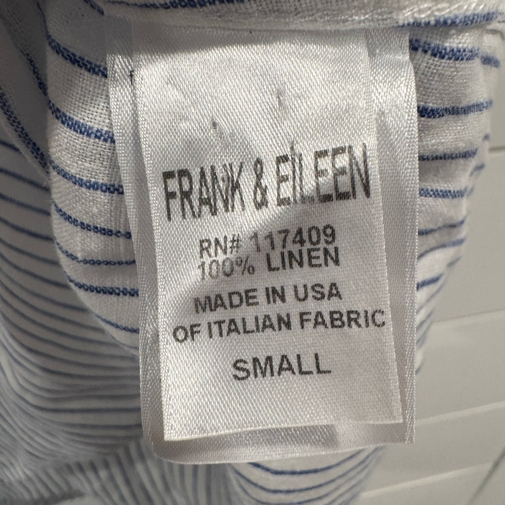 Frank and Eileen white blue thin stripe Fiona button down top - Picture 5 of 6